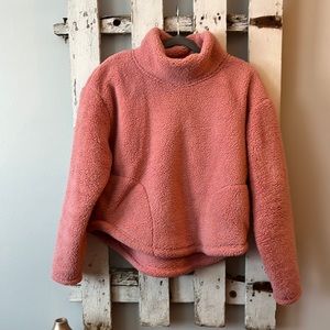 Blush Funnel Neck Sherpa Pull Over